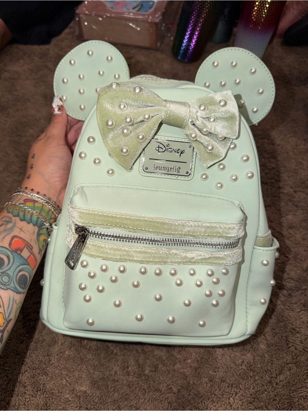 Disney Loungefly Mint Pearl backpack and wallet